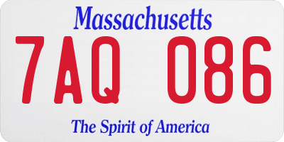 MA license plate 7AQ086