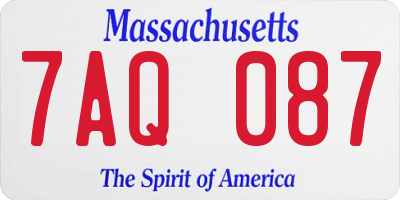 MA license plate 7AQ087