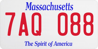 MA license plate 7AQ088