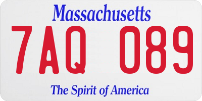 MA license plate 7AQ089