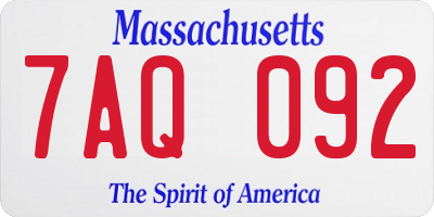 MA license plate 7AQ092