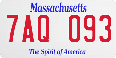 MA license plate 7AQ093