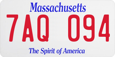MA license plate 7AQ094