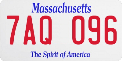 MA license plate 7AQ096