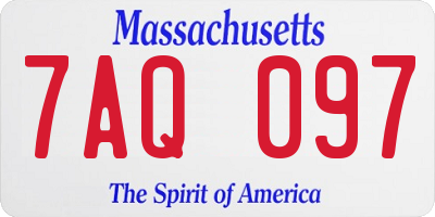 MA license plate 7AQ097