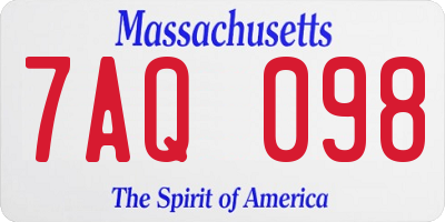 MA license plate 7AQ098