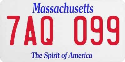 MA license plate 7AQ099