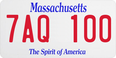 MA license plate 7AQ100