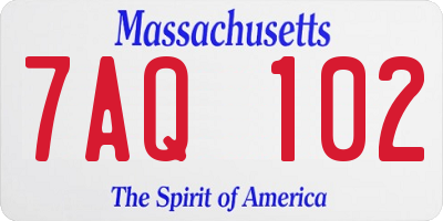 MA license plate 7AQ102