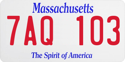 MA license plate 7AQ103