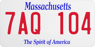MA license plate 7AQ104