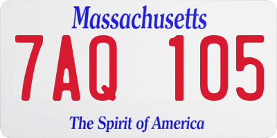 MA license plate 7AQ105