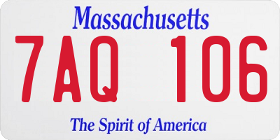 MA license plate 7AQ106