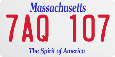 MA license plate 7AQ107