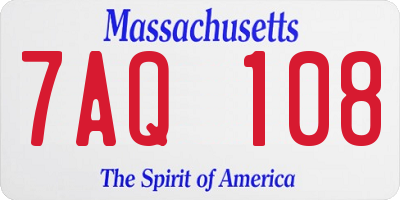 MA license plate 7AQ108