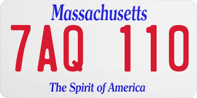 MA license plate 7AQ110