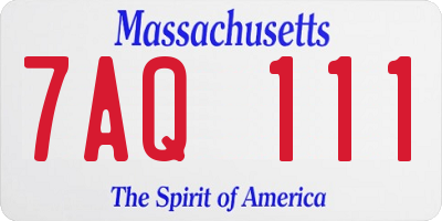 MA license plate 7AQ111