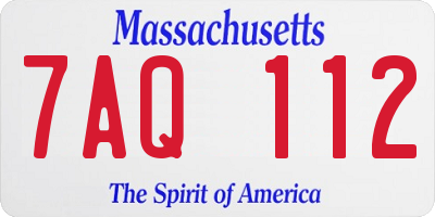 MA license plate 7AQ112