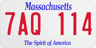 MA license plate 7AQ114