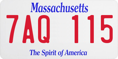 MA license plate 7AQ115