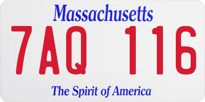 MA license plate 7AQ116