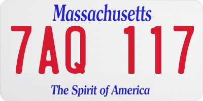 MA license plate 7AQ117
