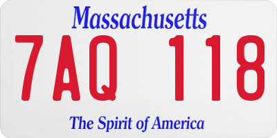 MA license plate 7AQ118