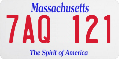 MA license plate 7AQ121