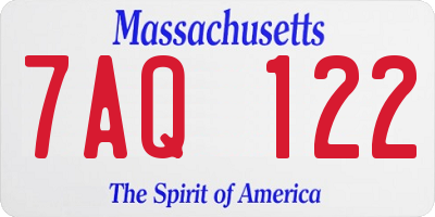 MA license plate 7AQ122