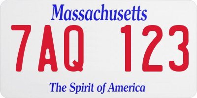 MA license plate 7AQ123