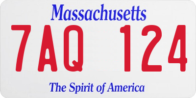 MA license plate 7AQ124