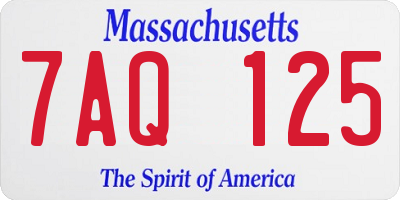 MA license plate 7AQ125