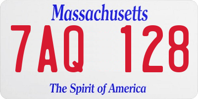 MA license plate 7AQ128