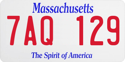 MA license plate 7AQ129