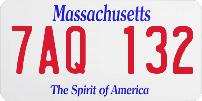 MA license plate 7AQ132