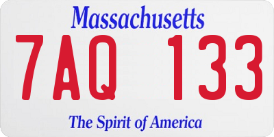 MA license plate 7AQ133