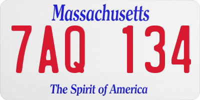 MA license plate 7AQ134
