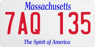 MA license plate 7AQ135