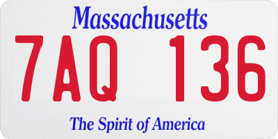 MA license plate 7AQ136
