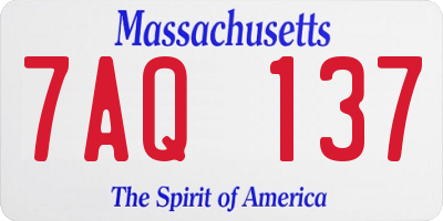 MA license plate 7AQ137