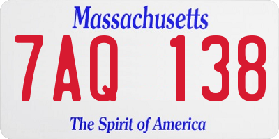 MA license plate 7AQ138
