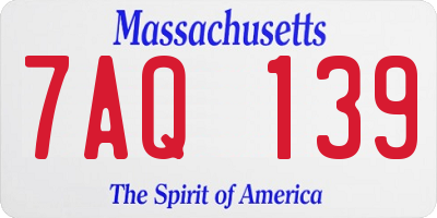 MA license plate 7AQ139