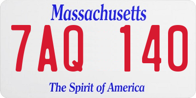 MA license plate 7AQ140