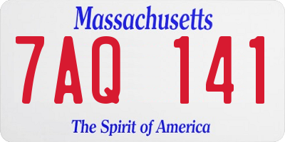 MA license plate 7AQ141