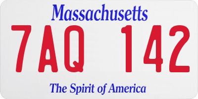 MA license plate 7AQ142