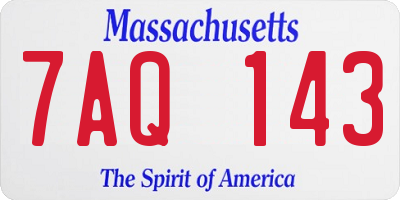 MA license plate 7AQ143