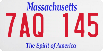 MA license plate 7AQ145