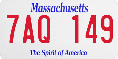 MA license plate 7AQ149