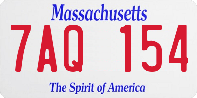 MA license plate 7AQ154