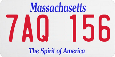 MA license plate 7AQ156